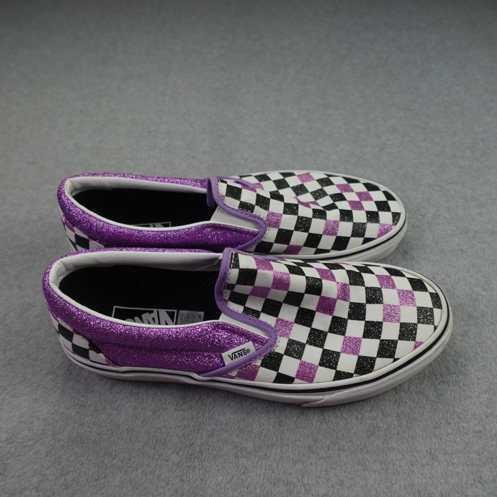 Vans Shoes Women 10 Purple Checkerboard Glitter Classic Slip-On Skate